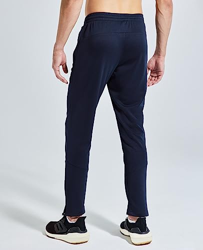 Mier Tapered Workout Pants Men Soccer Warm Up Zip Pants, Athletic Track Sweatpants, Moisture Wicking & Breathable, Navy, Xxl #TOP5