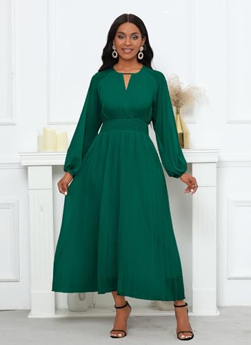 Robe longue plissée VERWIN pour vos soirées d'automne et journées de bureau élégantes - 2