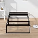 EMODA 14 Inch Narrow Twin Bed Frame 30x75, Heavy Duty Metal Platform No Box Spring Needed, Easy Assembly Noise Free, Black