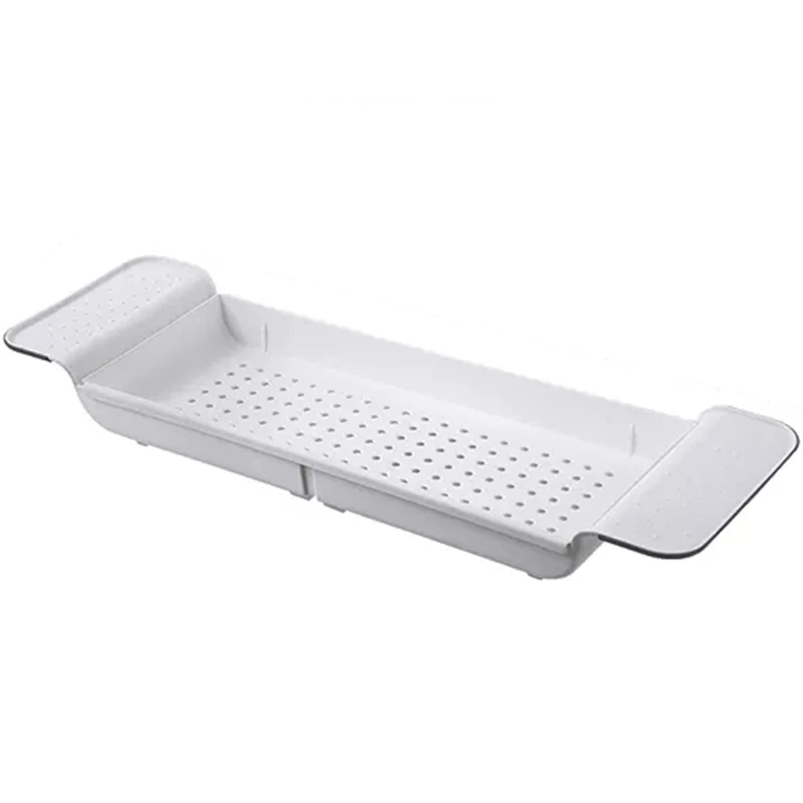 MYUYEE Adjustable Plastic Bathtub Caddy Tray, Expandable Bath Tub Table Shelf, Bathtub Accessories & Bathroom Gadgets - Distinctive Gift Idea (White)