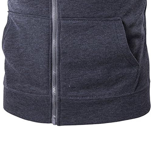 JEShifangjiusu Men's Pulling Rope Hood Vest Zipper Ribbed Bottom Swing Sleeveless Jacket Casual Blending Outerwear4