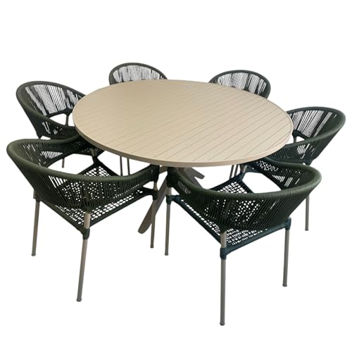 6-Person Outdoor Dining Set With Umbrella: Stylish Comfort for Patios 2 Conjunto Mesa e cadeiras Área Externa/Interna