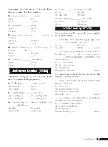 Image of MTG English (IEO) Olympiad Prep Guide Class 7 | Detailed Theory, Exercise with Self Test For Practice | SOF Olympiad Books For Exam 2026-27 (Useful For Level-1 & 2)