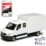 Das Fahrzeug ist ca 7 cm lang Mercedes-Benz Sprinter II Transporter Kasten DOKA Kofferaufbau Weiss NCV 3 W906 Modell 2006-2018 Version Ab Facelift 2013 Bausatz Kit H0 1/87 Herpa Modell Auto mit individiuellem Wunschkennzeichen