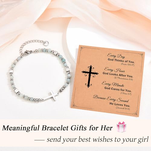 Image of Religious Cross Bracelet for Women Girls, Christian Gifts for Daughter Granddaughter Sister in Christ Friend Niece on Birthday Christmas Easter Valentines Day Graduation