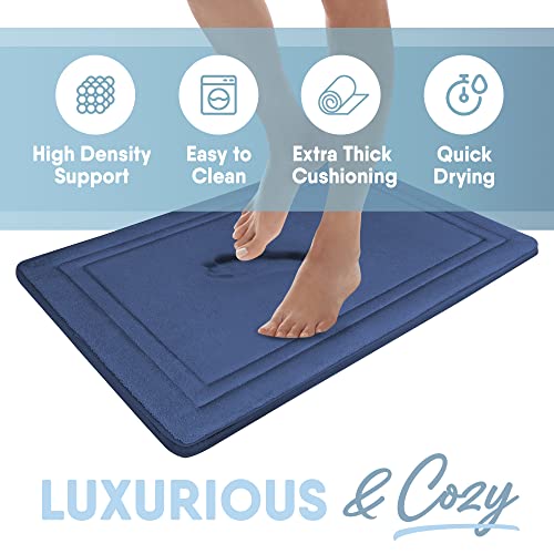 MICRODRY Quick Drying Memory Foam Framed Bath Mat with GripTex Skid-Resistant Base, 17x24, Blue by MICRODRY - Image 4