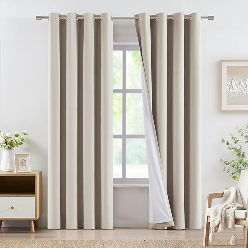 Vision Home Sand Full Blackout Window Curtains Grommet Linen Total