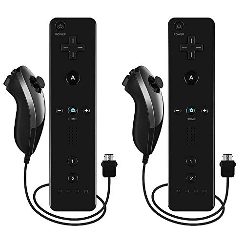 Burcica Remote and Nunchuck Controller for Wii Wii U (Black 2 Pack)