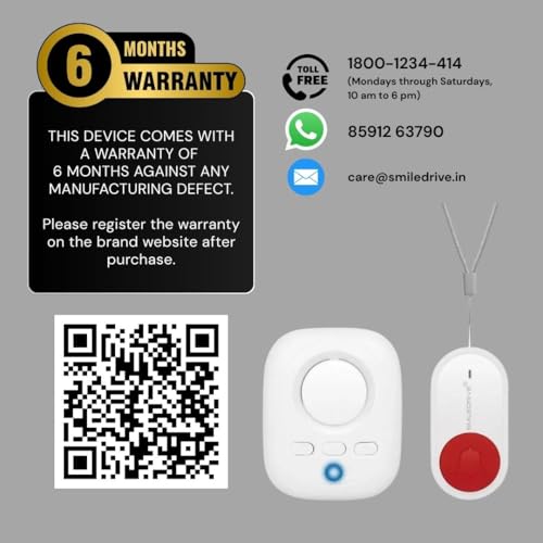 Image of SMILEDRIVE Wireless Caregiver Alarm Bell Pager for Elderly|Emergency SOS Call Button|Nurse Alert for Patients /Disabled /Senior Citizens-500+ft 1receiver 1transmitter|No WiFi /Bluetooth /Internet Needed