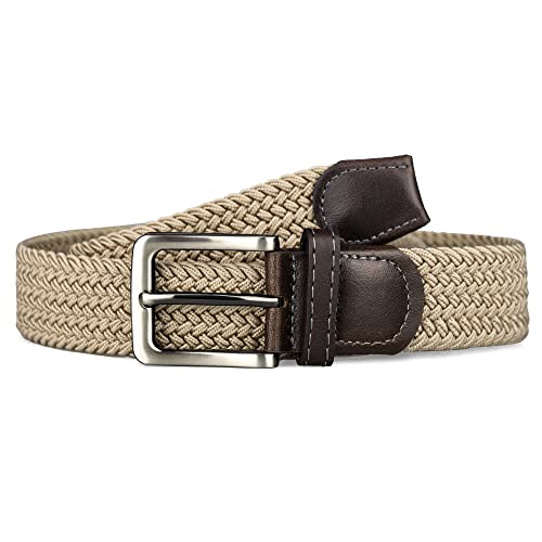 Macoking Mens Stretch Belt Woven Elastic Braided Belts For Men Women Khaki 43" #TOP1