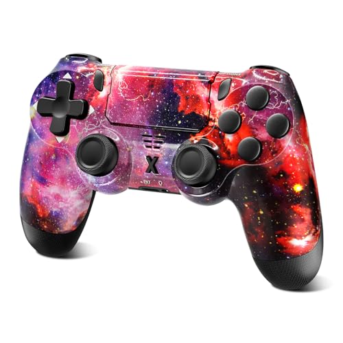 Glitfix Mando inalámbrico para PS4, mando compatible con PS4/Pro/Slim/PC Gamepad con Turbo/Botón Atrás/Doble vibración/Sensor giroscópico axial/Panel táctil