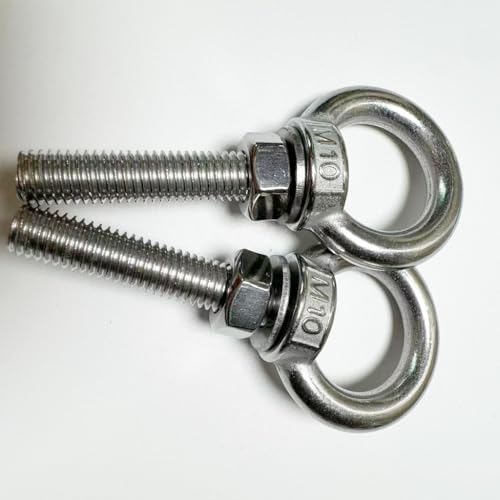 Image of Shoulder Eye Bolt, 2 PCS M10 Heavy Duty Lifting Ring 2.4 inch Threaded Eyebolt Lifting Ring Eye Bolts with Nuts and Flat Washers(Thread Length 60mm)