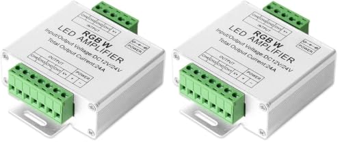 Image of BTF-LIGHTING Single Color CCT RGB RGBW 4 Channel Signal Amplifier Controller Work with 2PIN 3PIN 4PIN 5PIN DC12V /DC24V Max 24A 5050SMD LED Strip Suitable for Long Distance Light Projects (Pack of 2)