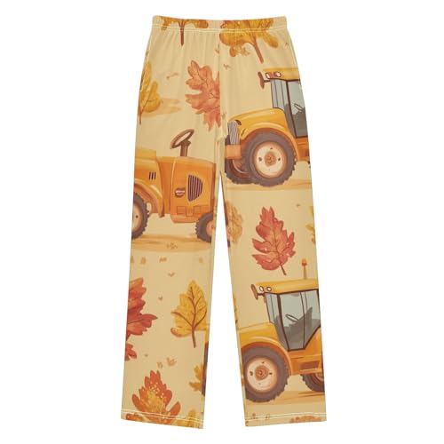 ZZXXB Autumn Maple Tractor Boys Long Pants Soft Trousers Elastic Waist Kids Lounge Bottoms with Pockets S-XL