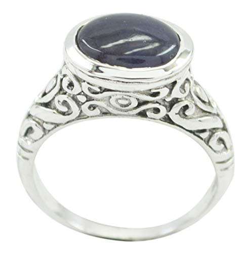 Bague bleue naturelle en argent 925 le cadeau d'anniversaire idéal