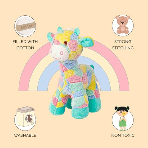 Image of Flufies Plush Toys - Snuggly and Aesthetic Stuff Plush Toys and Baby Toys - Soft Toys for Baby Girl and Baby Boy - Soft Toys for Girlfriend Gift (Colorful Giraffe)