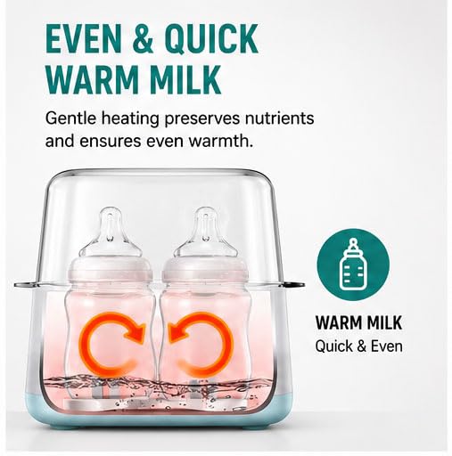 5-in-1 Baby Bottle Warmer & Sterilizer, Fast Milk Warmer with Steam Sterilizer, Baby Food Heater, Defrost Function & 24H Timer, BPA-Free Smart Bottle Warmer for Breast Milk & Formula - Image 4