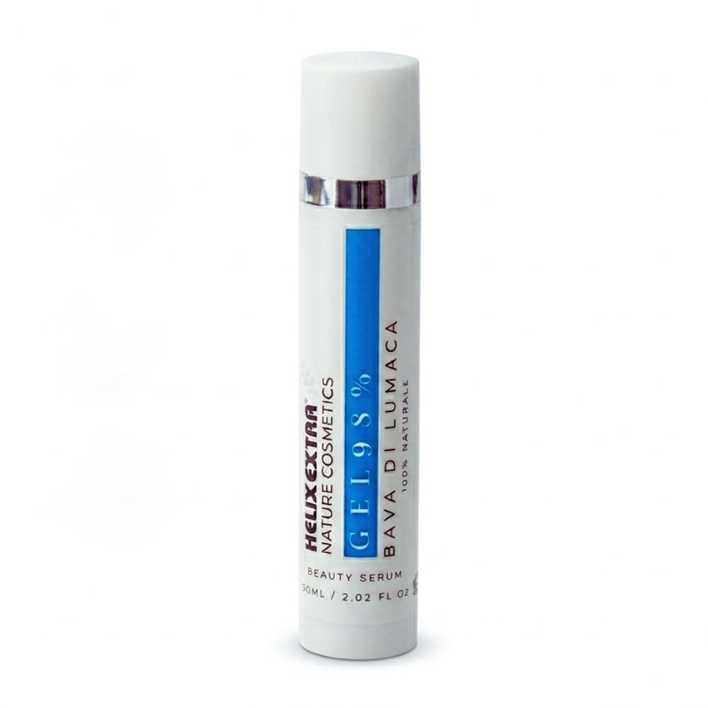 Helix Extra Gel - Siero Viso Bava di Lumaca 98% – Antirughe Antimacchie con Collagene Vitamina C e E – Idratante per Viso Collo Decolletè – Made in Italy 60ml