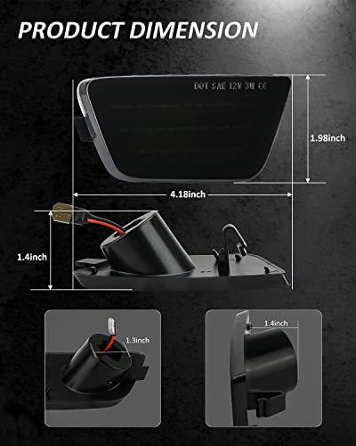 Bestview Led Side Marker Light Assembly, Front Bumper Park Signal Lamps Compatible For Chevy Cruze 2011 2012 2013 2014 2015, Driver & Passenger Side, Smoked Len #TOP3