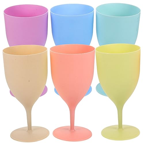SOLUSTRE 6pcs Macaron Decorative Drink Glasses Cocktail Goblets for Juice Wine Sturdy Liquor Cups for Parties Weddings Bars