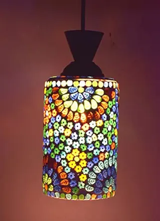 CRAFTVERRE Pendant/Hanging/Chandelier/Jhumar Lighting for Home (Bulb Not Included) (P3, Black Fitting, Pipe Shape)(Glass)