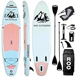 Roc Inflatable Stand Up Paddle Board with Premium SUP Paddle Board Accessories, Wide Stable Design, Non-Slip Comfort Deck for Youth & Adults (Cloud W/Kayak Seat)
