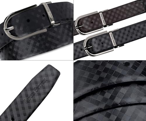 Image of LOUIS STITCH Men's Spanish Leather Reversible Belt 1.25 inch (35mm) Handcrafted Formal Waist Strap Officewear Men Gents Boys (Black /Brown) (BE-VB-CR)