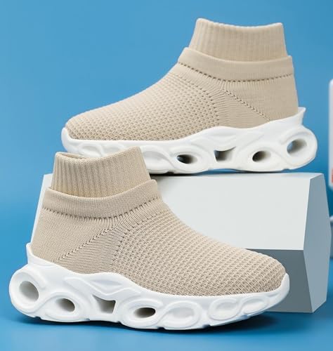 FUNCOS Boys & Girls High Top Sneakers (Little Kid/Big Kid), Slip On Tennis Running Shoes, Lightweight Breathable Mesh, Non-Slip Rubber Sole4