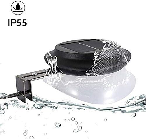 Leeyarlam Solar Gutter Lights Outdoor Solar Garden Lights Front Door Corridor Lighting Railing Deck Fence Pathway Doorway Front Door Solar Lights Bright White 4 Pack (Black)