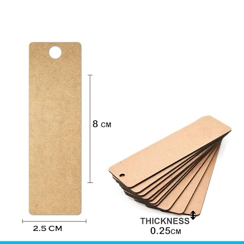 Image of MDF Cutouts | Wooden Cutout for Craft | Pine Wood | Unfinished Tags for Key Chain, Crafts, Xmas, Decorations, Painting | Resin Art Work | MDF Board Cutouts, Rectangle- [50pcs]-[8cmx2.5cm]