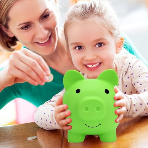 Image of Piggy Bank,Saving Box for Girls and Boys,Money Bank for Kids ,Unbreakable Plastic Piggy Banks (Green)