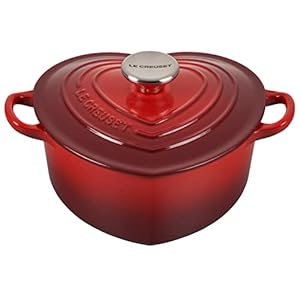 Le Creuset Signature Enameled Cast Iron Figural Heart Cocotte, 2 Quart, Cerise with Stainless Steel Knob