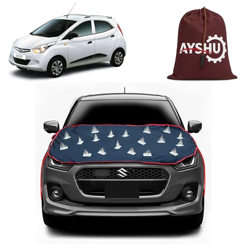 Image of AYSHU Dustproof Car Protection with Spikes for Dogs Compatible with Hyundai Eon | Anti-Scratch Bonnet Guard | Heavy Duty Waterproof & UV Resistant Car Body Cover, Black