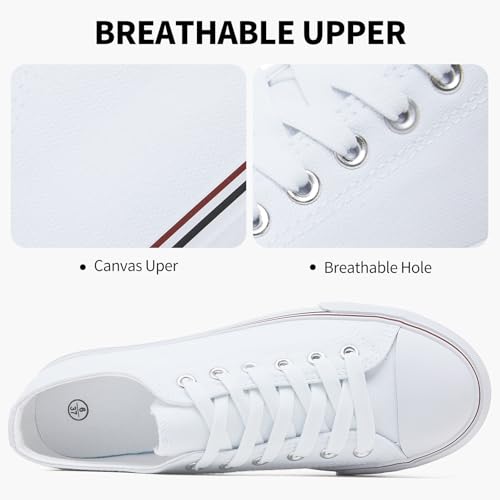 SERNIAL Womens White Platform Sneakers Low Top Platform Shoes Black Canvas Shoes for Women3