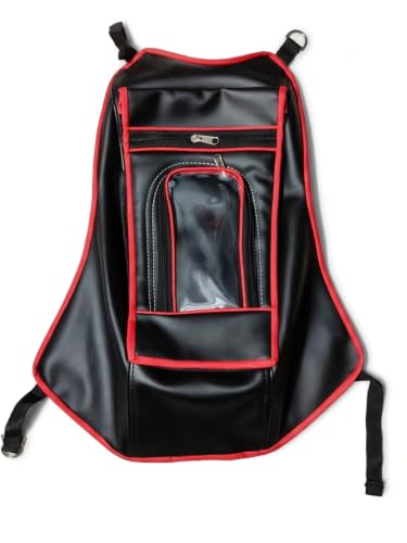 Image of Bike Tank Cover Compatible with Unicorn, Pulsar, Apache and Glamour | Transparent Mobile Holder, Expandable Storage, Dual Zipper Pockets & Protective Side Flaps | Black
