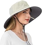 EINSKEY Unisex Sun Hat with Ponytail Hole, Waterproof UV Protection Wide Brim Bucket Hat for Summer Fishing Hiking Gardening