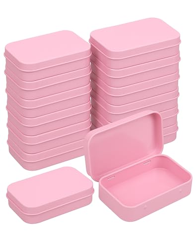 Image of Pink Small Metal Tins with Lids -20 PCS Pink Versatile Tin Containers for Storage and Organization - Perfect Small Tin Box and Zyn Holder Nail Box DIY Gift Packaging Golden Iron Mint Case