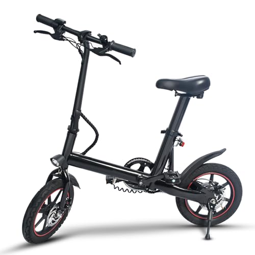 HBFTXRIDE 14“ Bicicletta Elettrica Pieghevole, Bici Elettrica Adulto 25km/h, 36V 6.0AH Batteria al Litio, Fino a 30-45km Bike Elettrica Uomo Donna, Pedalata Assistita (Nero)