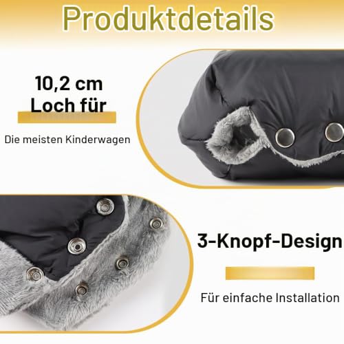 Handwärmer Kinderwagen, Kinderwagen Handschuhe mit warme Fleece, Universal – Ansicht 4