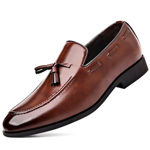 Men's Fashion Tassels Dress Shoes Slip-On Loafers Formal Business Casual Moccasins Driving Leather Shoes