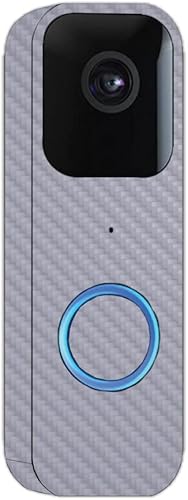 MightySkins - Piel de fibra de carbono compatible con timbre de video Blink - Gris sólido Acabado de fibra de carbono texturizado protector y
