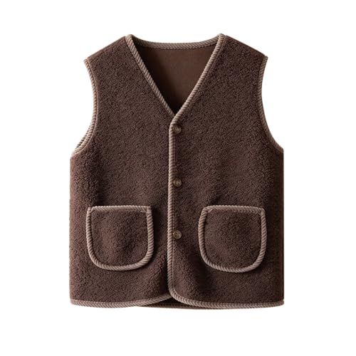 Womens Vest Trendy Fuzzy Sherpa Fleece Jacket Lightweight Sleeveless Jackets Brown 4XL - image 3