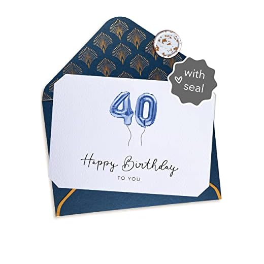 Joli Coon Tarjeta 40 cumpleaños - Happy Birthday 40 - Tarjeta felicitacion 40 cumpleaños con sobre y un sello de cera