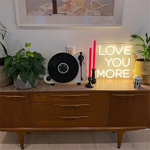 Image of Neon Sign Wedding Love You More, Large Led Neon Light For Wall Decor, Custom Warm White Light Wedding Birthday Gift For Kids, USB Operated Neon Wall Art (11.8x11.8in)