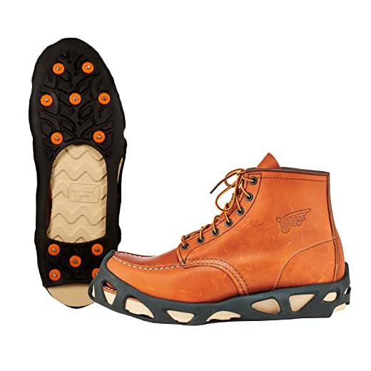 Ergodyne TREX 6304 Performance Traction Cleat Grips Ice and Snow, One-Piece Easily Attaches Over Shoe/Boot with Carbon Steel Spikes to Provide Anti-Slip Solution, Large,Black