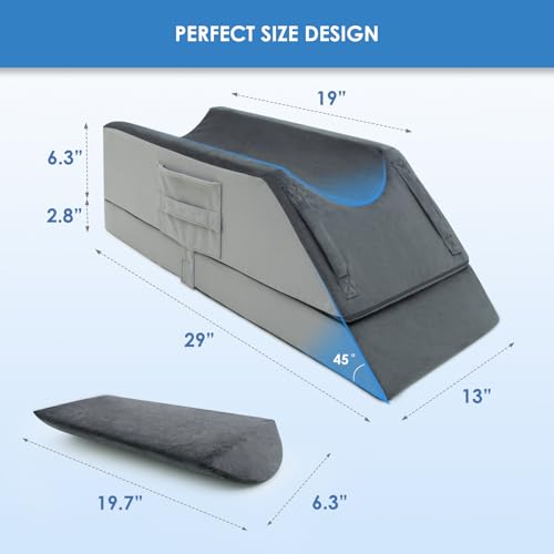 Image of Kehangte Leg Elevation Pillows for After Surgery,Wedge Pillow,Knee Pillows | 4-Height Adjustable,Single-Leg,Knee Surgery Recovery Equipment,Leg Pillow for Swelling and Blood Circulation,Washable Cover