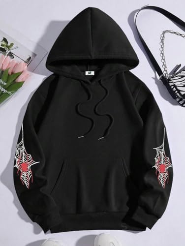 Image of SXV 'Spider Trap' Printed Cool Aesthetic Sweatshirt Hoodie