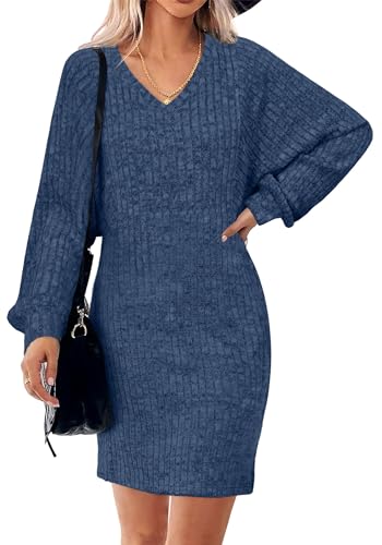 Grace's Secret Womens Ribbed Knit Sweater Dress Long Sleeve Casual Fall Winter Dresses 2025