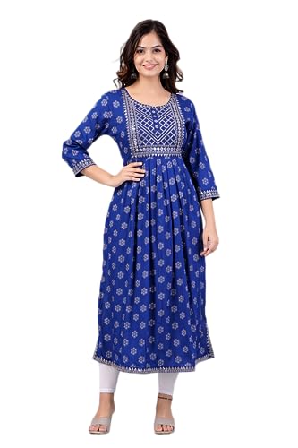 Image of NEW4U Women's Sequin Zari Embroidery Printed Naira Cut Kurti