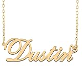 RONKAHSHOW Dustin Personalized Custom Name Necklace with Heart Best Gift for New year G